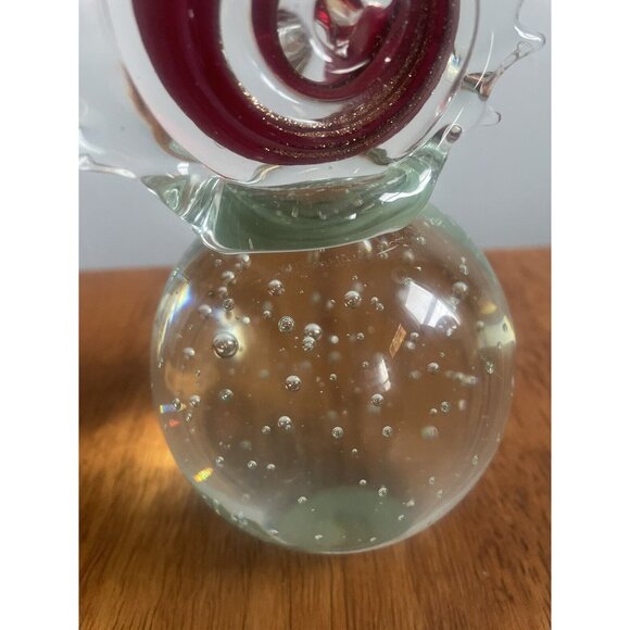 MURANO GOLD FLECK RED GLASS LARGE SEAHORSE SCULPTURE BUBBLE BULLICANTE 11" - Picture 6 of 11